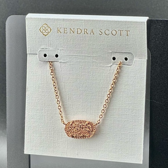 Kendra Scott Elisa Rose Gold Drusy Extended Length Pendant - Picture 3 of 7